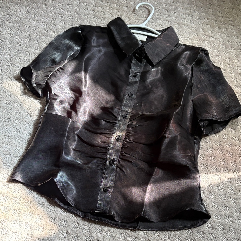 Elegant Black Satin Women's Top